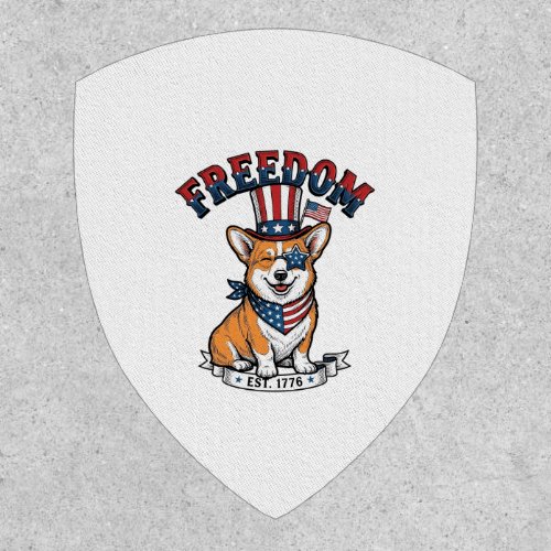 Freedom Patriotic Corgi Vintage Engraving T-Shirt_ Patch