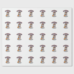 Freedom Patriotic Corgi Vintage Engraving T-Shirt_ Wrapping Paper
