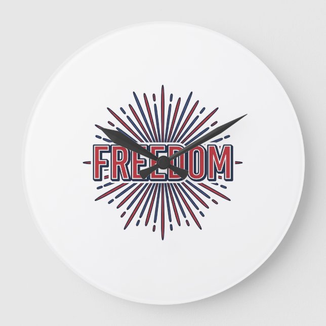 Freedom Patriotic Firework Vector Shirt Design_1 Large Clock (Front)