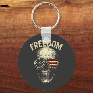 Freedom Patriotic Skull USA Keychain