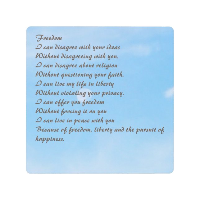 Freedom Poem Metal Wall Art (Front)