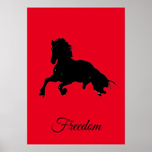 Freedom Red Black Horse Pop Art Poster
