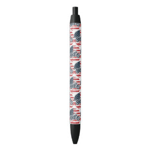 Freedom Ride: Retro Motorcycle and American Flag Pen