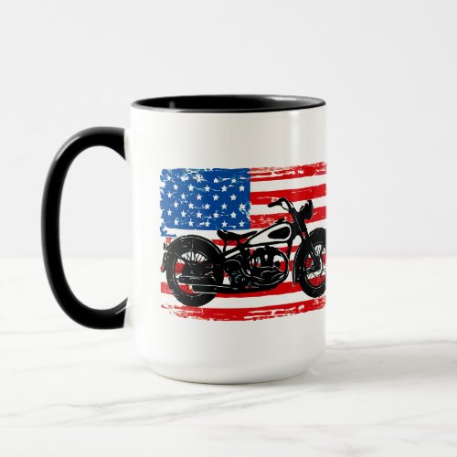 Freedom Ride USA Flag with Motorcycle Mug