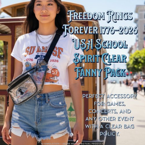 Freedom Rings Forever 1776–2026 USA School Spirit Clear Fanny Pack