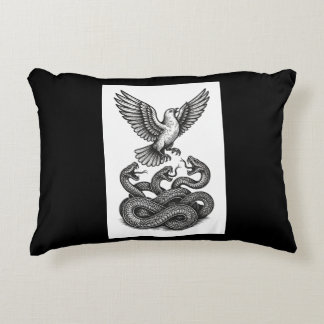 Freedom Riser: Dove & Serpent Tattoo Art Accent Pillow