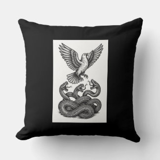 Freedom Riser: Dove & Serpent Tattoo Art Throw Pillow