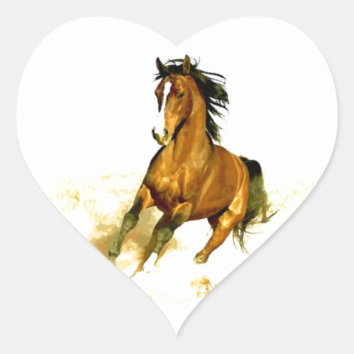 Freedom _ Running Horse Heart Sticker