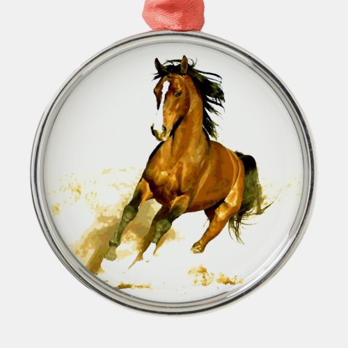 Freedom _ Running Horse Metal Ornament