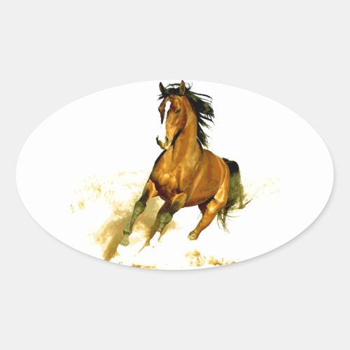 Freedom _ Running Horse Oval Sticker
