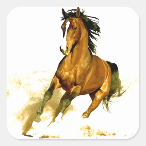 Freedom _ Running Horse Square Sticker