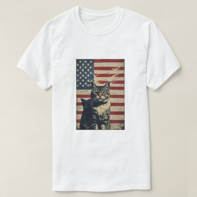 Freedom Scratcher – Patriotic Cat T-Shirt (Design Front)