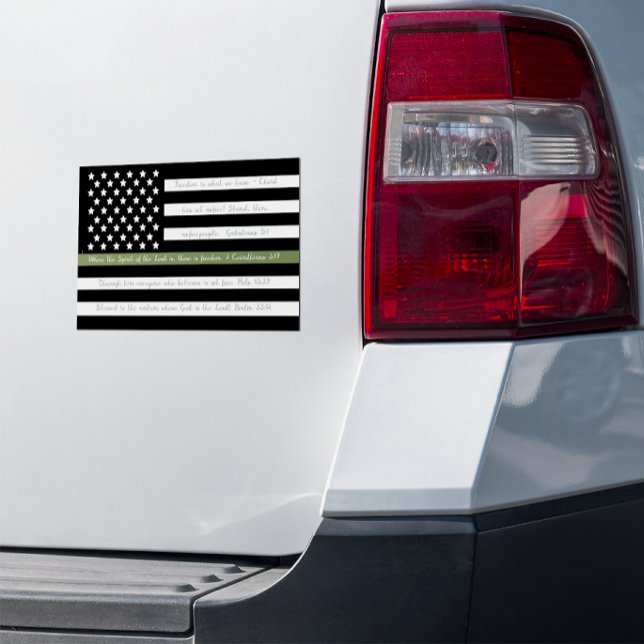 Freedom Scriptures Military Green Line Flag Car Magnet (Creator Uploaded)