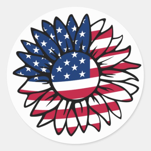 Freedom Sunflower Classic Round Sticker
