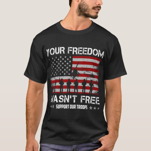 Freedom Support Our Troops Military Graphic Americ T_Shirt
