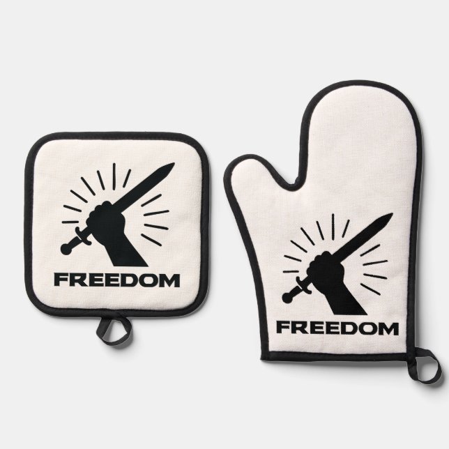 freedom sword graphic oven mitt & pot holder set (Front)