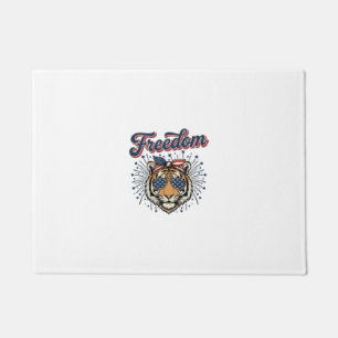 Freedom Tiger Patriotic Vintage Engraving Shirt_1 Doormat