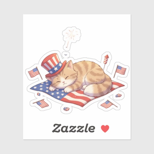 Freedom to Nap – Patriotic Cat Sticker (Sheet)