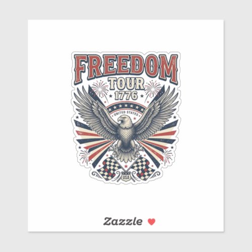 Freedom Tour 1776 Vintage Eagle Patriotic Shirt_1 Sticker