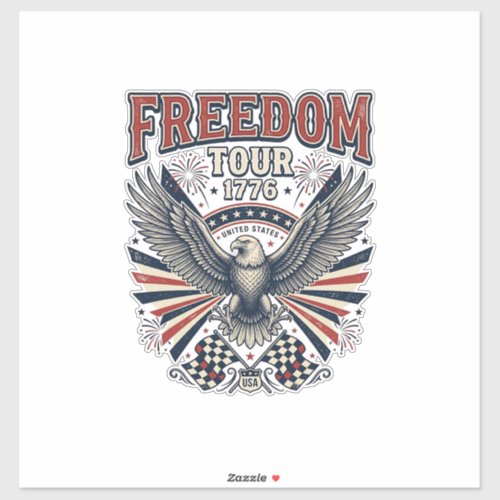 Freedom Tour 1776 Vintage Eagle Patriotic Shirt_1 Sticker