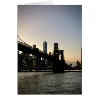 Freedom Tower and Brooklyn Bridge at Dusk Cards