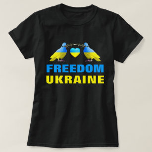 Freedom Ukraine - Peace Dove Ukrainian Flag Heart T-Shirt