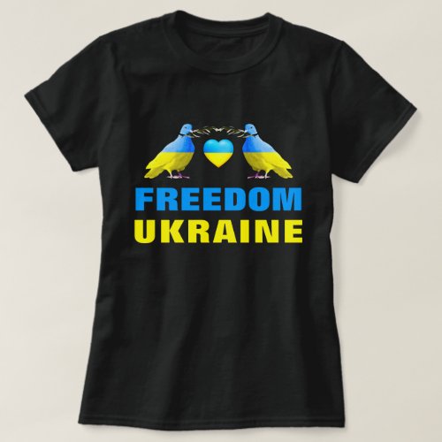 Freedom Ukraine _ Peace Dove Ukrainian Flag Heart T_Shirt
