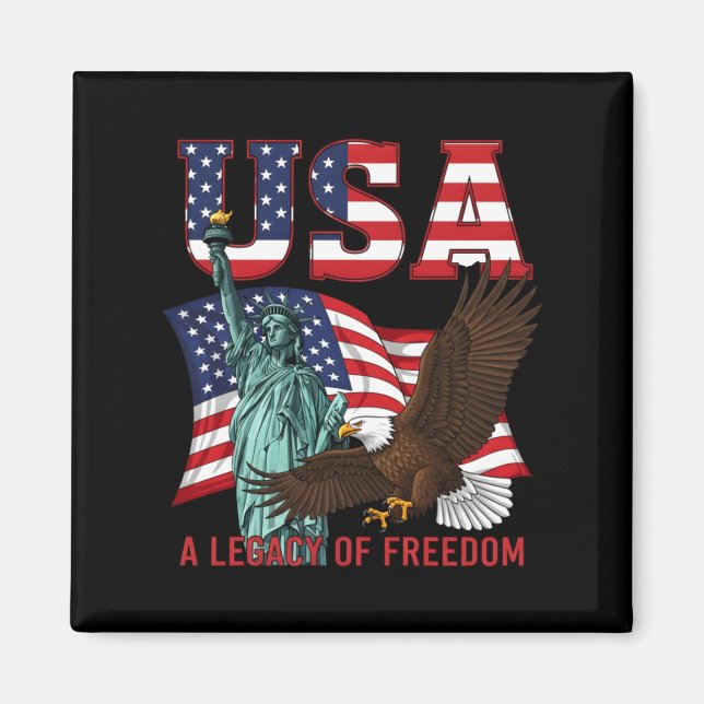 Freedom usa patriotic graphic 4th of july long magnet (Front)