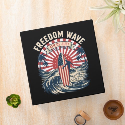 Freedom Wave 4th Of July 3 Ring Binder