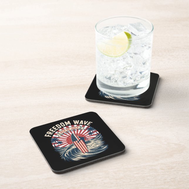 Freedom Wave 4th Of July Beverage Coaster (Right Side)