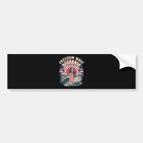 Freedom Wave 4th Of July Bumper Sticker