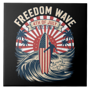 Freedom Wave 4th Of July Ceramic Tile