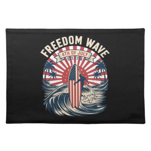 Freedom Wave 4th Of July Cloth Placemat