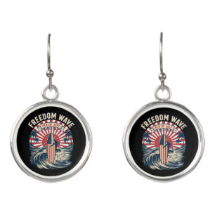 Freedom Wave 4th Of July Earrings
