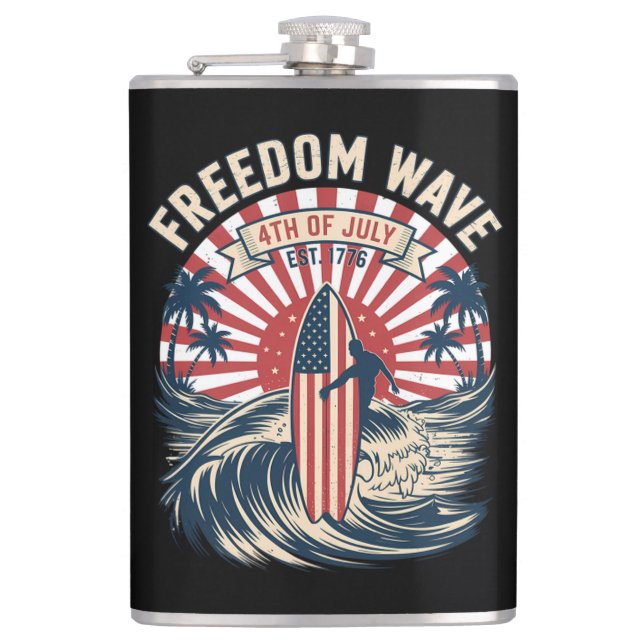Freedom Wave 4th Of July Flask (Front)