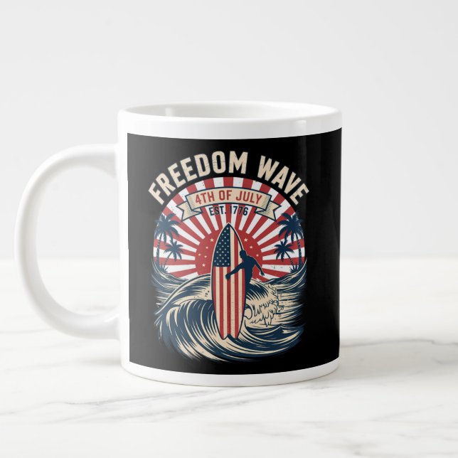 Freedom Wave 4th Of July Giant Coffee Mug (Left)