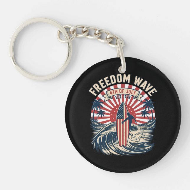Freedom Wave 4th Of July Keychain (Front)
