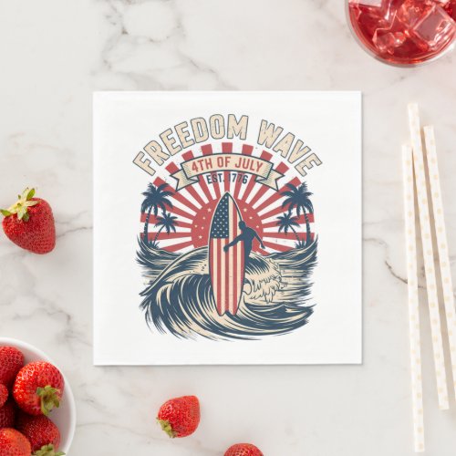 Freedom Wave 4th Of July Napkins