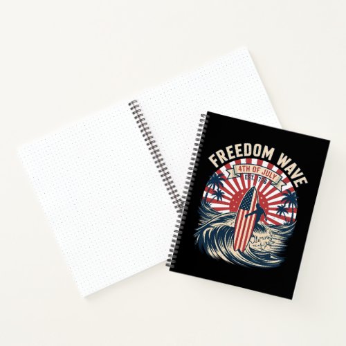 Freedom Wave 4th Of July Notebook