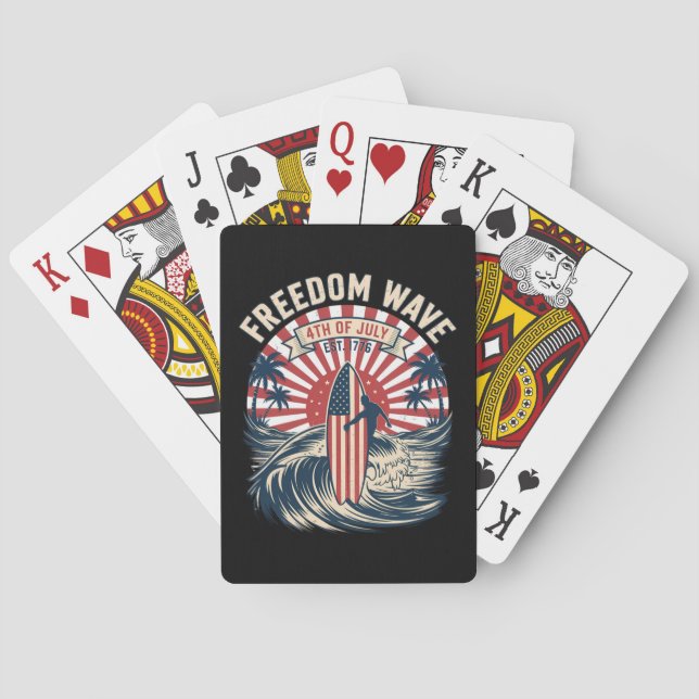 Freedom Wave 4th Of July Poker Cards (Back)