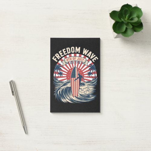 Freedom Wave 4th Of July Post-it Notes