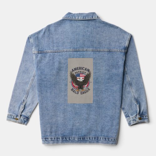 Freedom Wings American Patriot Bald Eagle T_shirt Denim Jacket