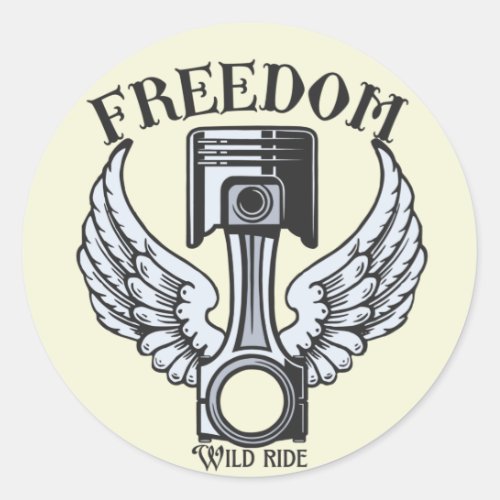 freedom wings pistons vintage motorcycle classic r classic round sticker