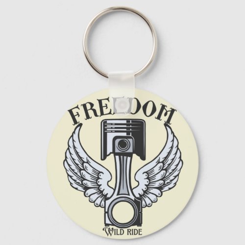 freedom wings pistons vintage motorcycle keychain