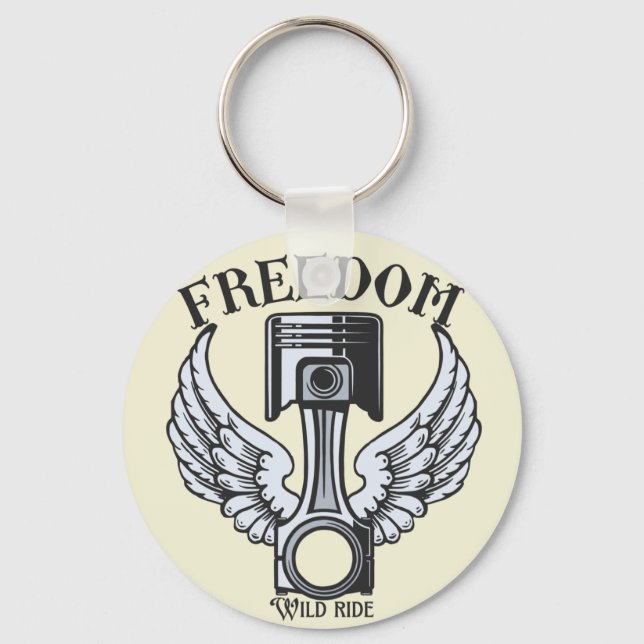 freedom wings pistons vintage motorcycle keychain (Front)