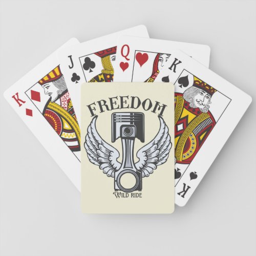 freedom wings pistons vintage motorcycle poker cards