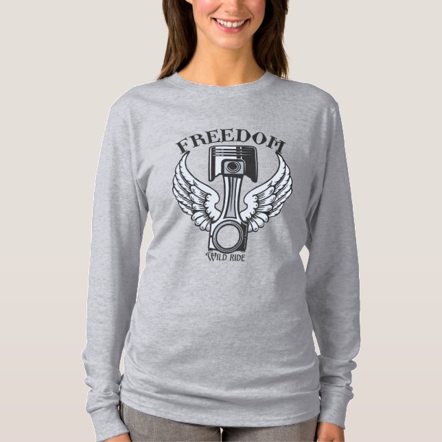 freedom wings pistons vintage motorcycle T-Shirt (Front)