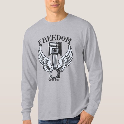 freedom wings pistons vintage motorcycle T_Shirt