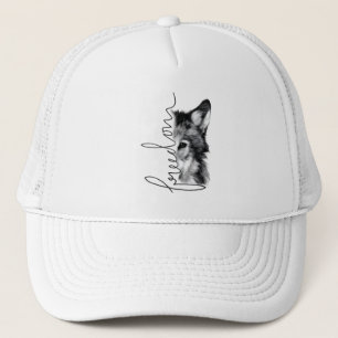 Freedom Wolf Minimal Line Art - Trucker Hat