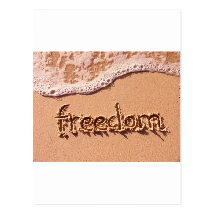 Freedom Written Within the Sand Among The Waves Post Cards